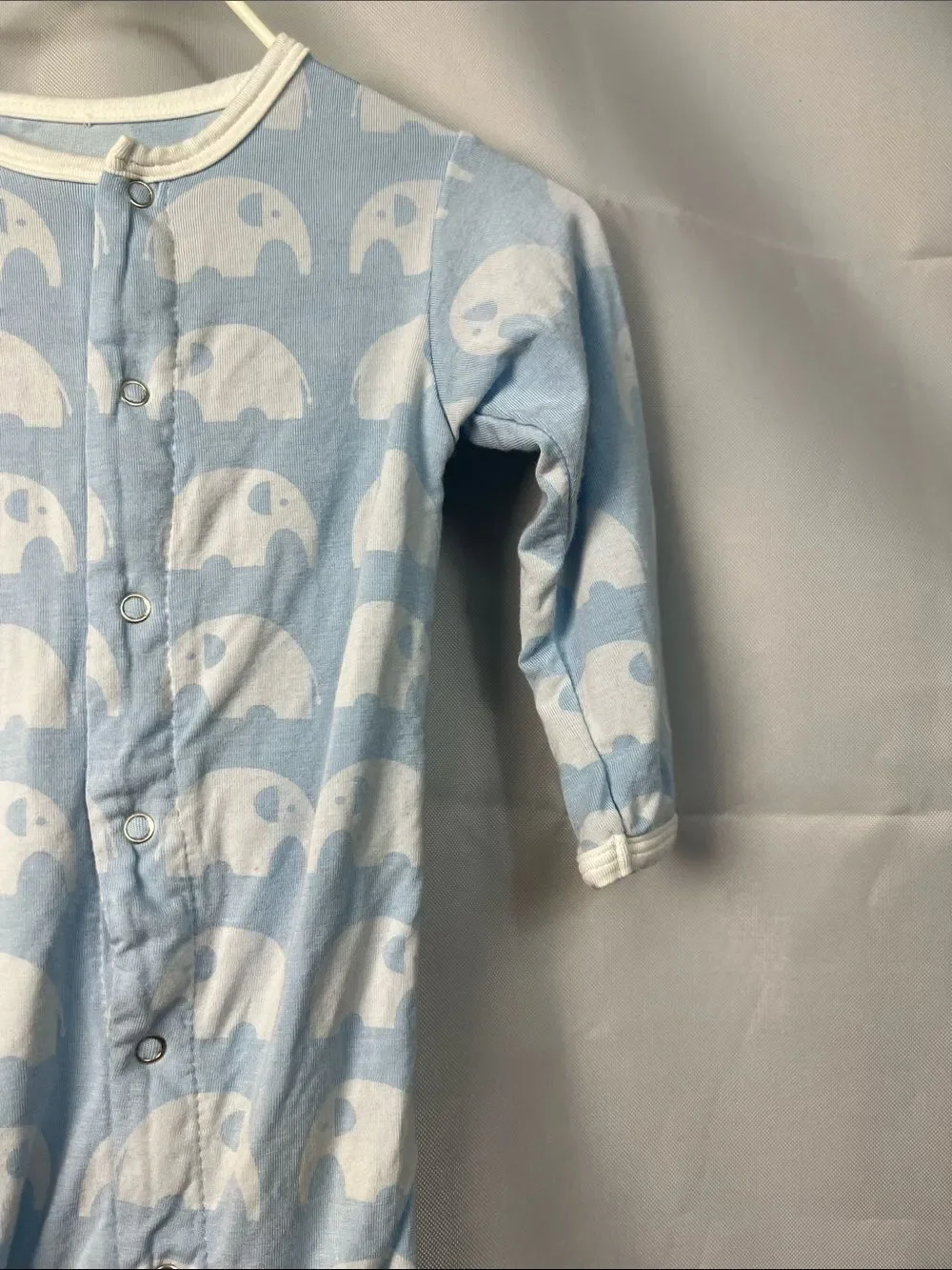 Kickee Pants blue bamboo elephant one piece sleeper size 3-6 months